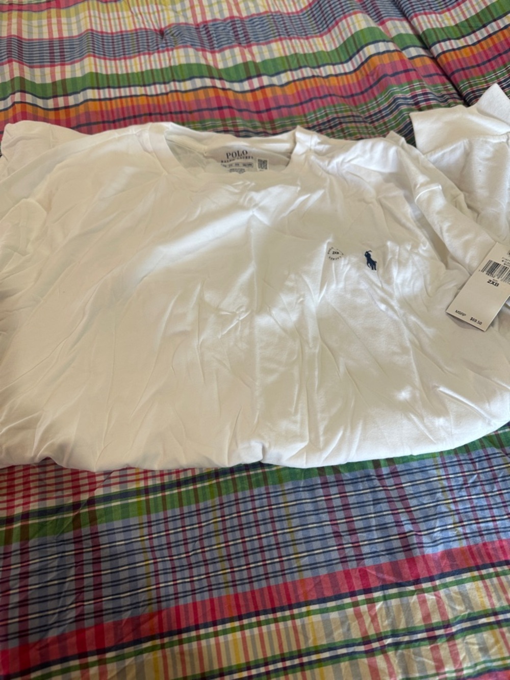 Ralph Lauren White Long Sleeve T-Shirt with Navy Pony